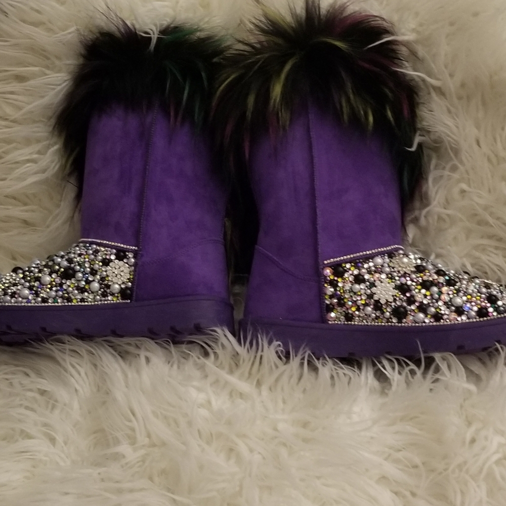 Womens New fur Customized embellished boots